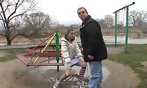Skinny legal age teenager gets a real hardcore fuck from an older beggar
