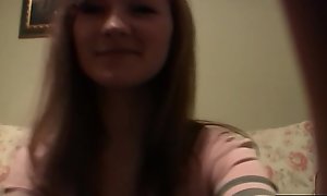 Young russian teen with a small host teases on cam