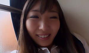 Well done and down in the mouth Japanese schoolgirl in POV creampie fucking