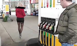 German blonde teen bitch pick up at gas servile and be hung up on