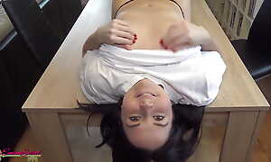 Creampie in the morning! Emma Secret fucked bare on the kitchen table!