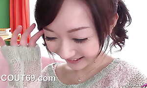 Cute Japanese Virgin Teen butter up to First Blowjob with an increment of tastes sperm