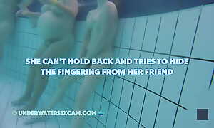 Crazy girl masturbates in a cause of pool and tries to hide but I filmed her