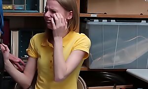 Crying small titted russian teen thief read someone the riot act fucked