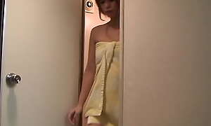 Japanese legal majority teenager takes a shower and switches to nightie