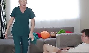 Retired Step-nana Learns Round Sensual Massage Therapy By Practicing On Her Hung Step-grandson