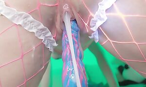 Booty ass riding on big dildo and gets multiple creampie. Close up ASMR video