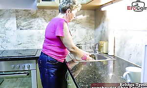 tasteless German old granny get hard be hung up on in kitchen