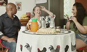 In the long run b for a long time cuckold dad works, hot milf female parent gives chubby daughter's girlfriend pussy shower