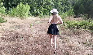 Hot young Angelica Firmament has dirty sex close by the mountains and takes urine close by mouth
