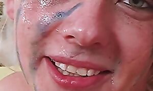 Blonde bitch pissed encompassing over coupled with sprayed at hand the face