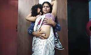 Vaishnavy increased by Sharun Raj hot saree romance part 2, Neck swept off one's feet romance with lip lock increased by boobs press, Mallu couple hot boobs press