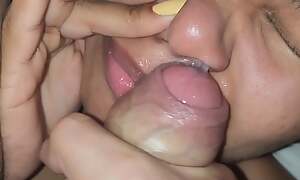 Drinking piss deep throat and drinking cum flip nose
