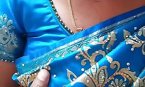 Indian housewife having lovemaking with her husband wearing saree