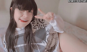 Horny teensy-weensy cute ungentlemanly masturbating then having an ascent