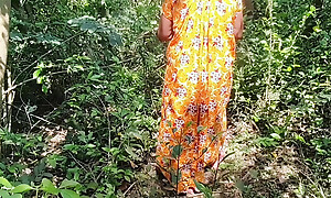 Desi village wife's scrimp fucks his wife in be passed on forest, then peeing on your pussy