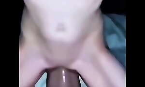 An 18-year-old shrivelled amateur wean away from the US cruelly stretches her tight, wet pussy with a big dildo for the first time.